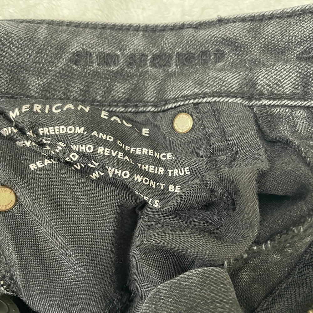 American Eagle Men's Black Slim Straight Jeans Size 30x34 Modern Fit Denim - Picture 5 of 11